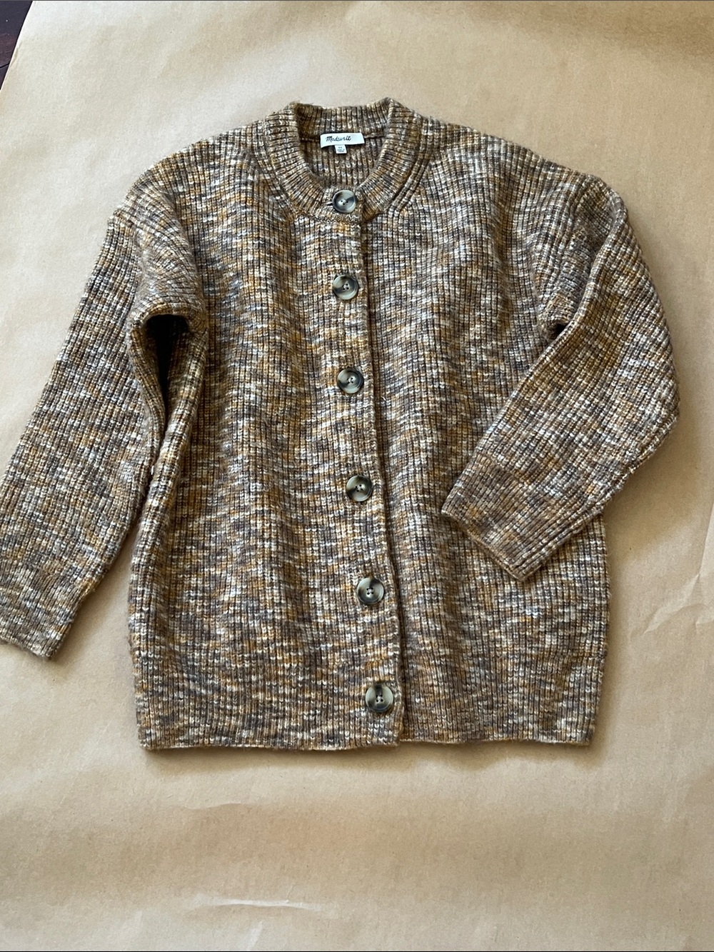 Madewell Brown Multi Ribbed Button-Up Cardigan